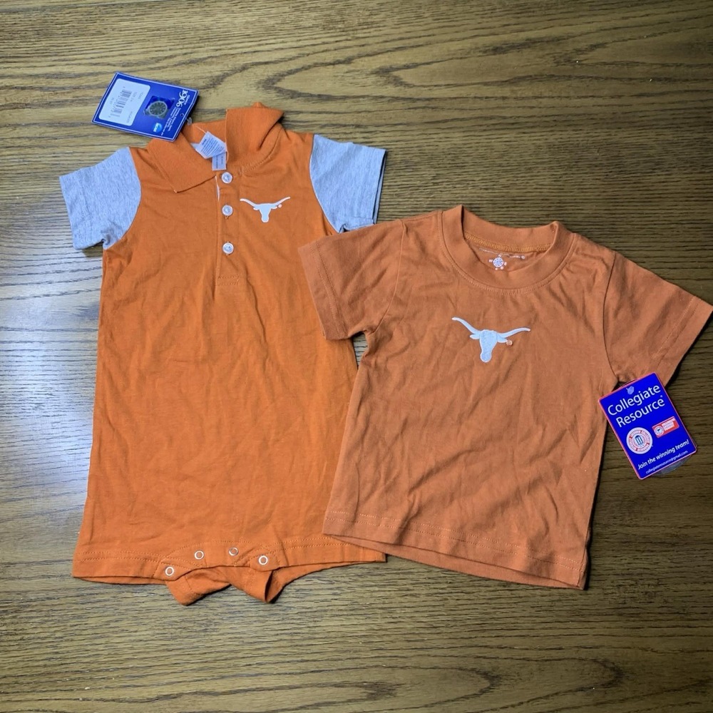 NCAA Texas Longhorns Baby Short Sleeve Polo Collared Bodysuit Sand T-Shirt